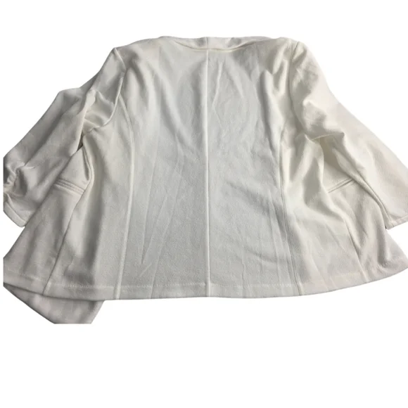Maurices 2X Open White Blazer Ruched Sleeves Cj-3221 - Picture 3 of 11
